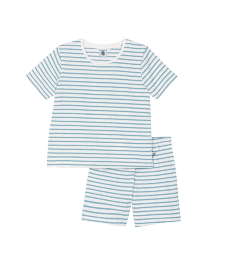 Pyjama uit 2 stuks Korte Mouwen - Streepjes Marshmallow/Mimi - Petit Bateau