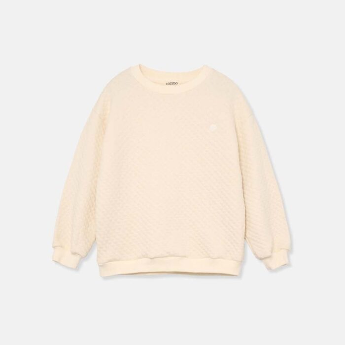 Quilted baby sweatshirt - Ivory - My Little Cozmo Quilted baby sweatshirt - Ivory - My Little Cozmo