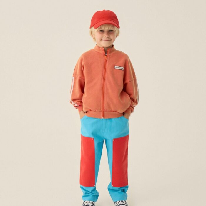 Red Washed Zipped Sweatshirt - Red - The Campamento Red Washed Zipped Sweatshirt - Red - The Campamento