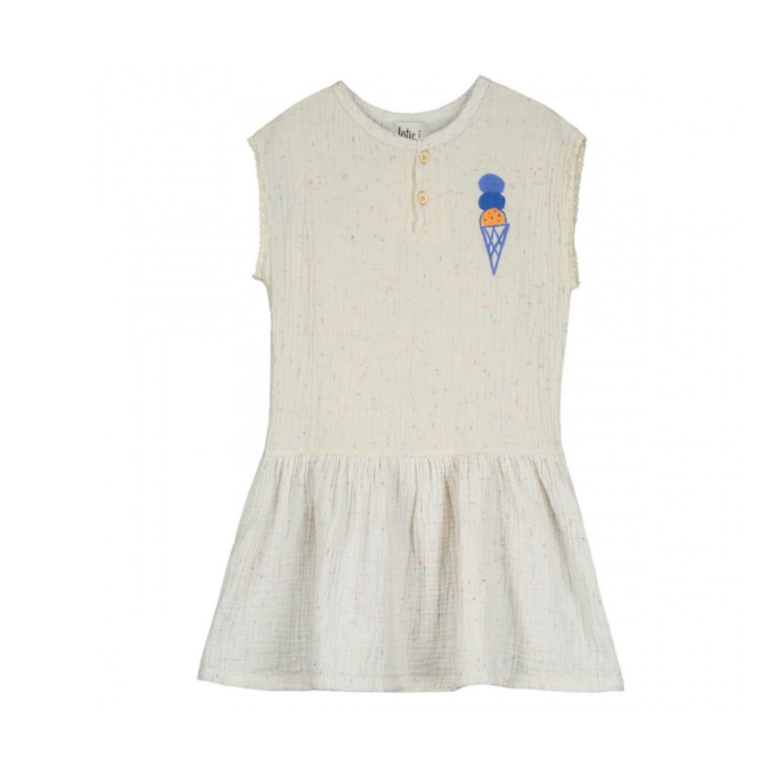 Relaxed Fit Muslin Dress - Ice Cream - Lotiekids Relaxed Fit Muslin Dress - Ice Cream - Lotiekids