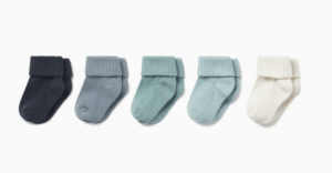 Ribbed Socks - 5 Pack - Blue Mix - Mori
