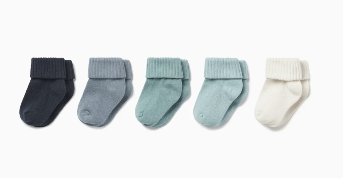 Ribbed Socks - 5 Pack - Blue Mix - Mori Ribbed Socks - 5 Pack - Blue Mix - Mori