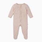 Ribbed Two Way Zip Up Sleepsuit - Blush - Mori