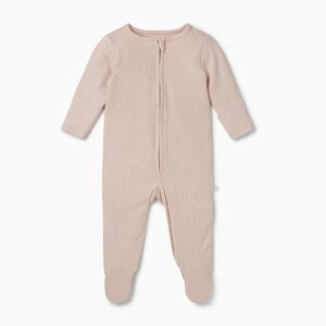 Ribbed Two Way Zip Up Sleepsuit - Blush - Mori