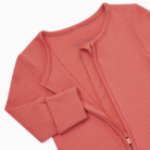 Ribbed Two Way Zip Up Sleepsuit - Coral - Mori