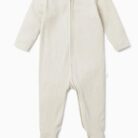 Ribbed Two Way Zip Up Sleepsuit - Ecru - Mori