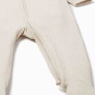 Ribbed Two Way Zip Up Sleepsuit - Ecru - Mori