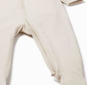 Ribbed Two Way Zip Up Sleepsuit - Ecru - Mori