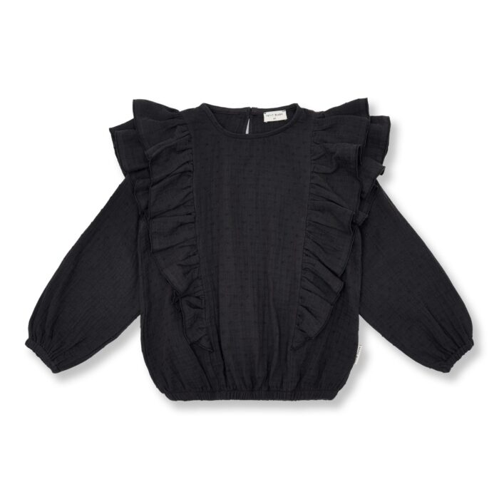 Romantic Ruffle Blouse - Dark Grey − Petit Blush