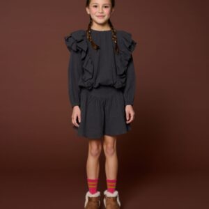 Romantic Ruffle Blouse - Dark Grey − Petit Blush Romantic Ruffle Blouse - Dark Grey − Petit Blush