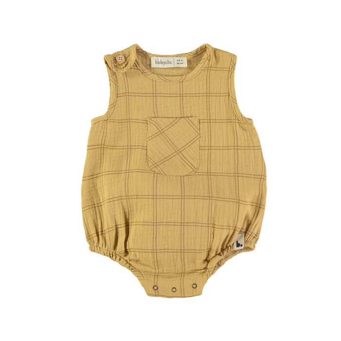 Romper - Squares Mustard - Babyclic Romper - Squares Mustard - Babyclic