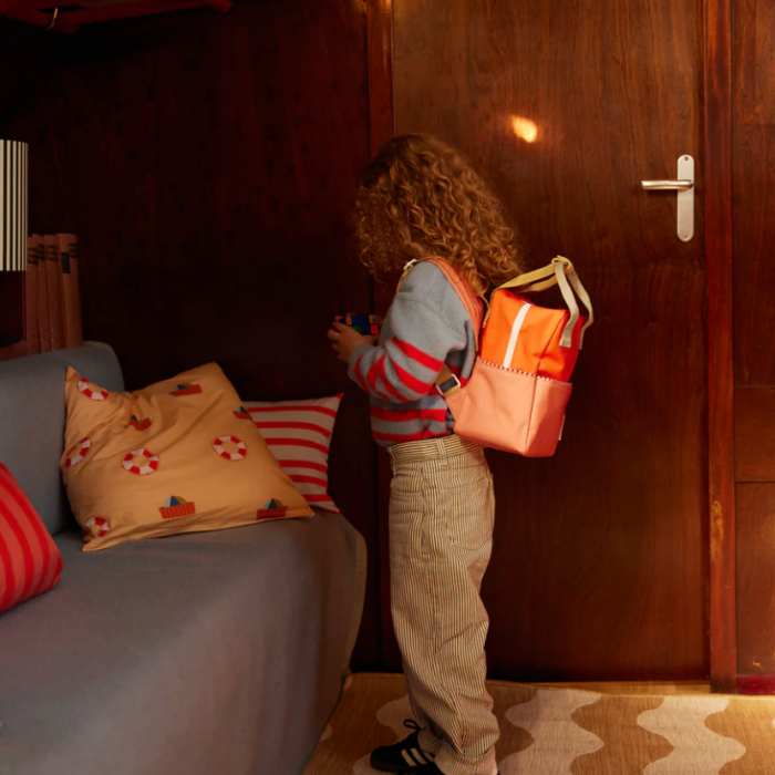 Rugzak Small - Colourblocking - Lifeboy Orange + Coral Pink - Sticky Lemon