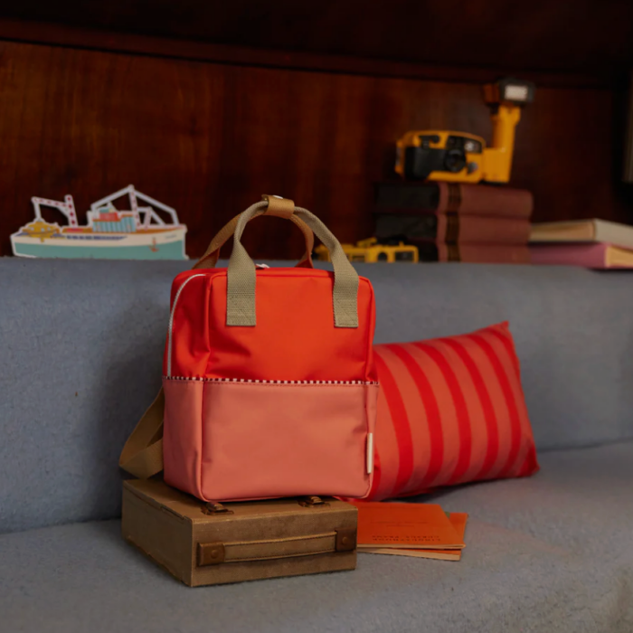 Rugzak Small - Colourblocking - Lifeboy Orange + Coral Pink - Sticky Lemon