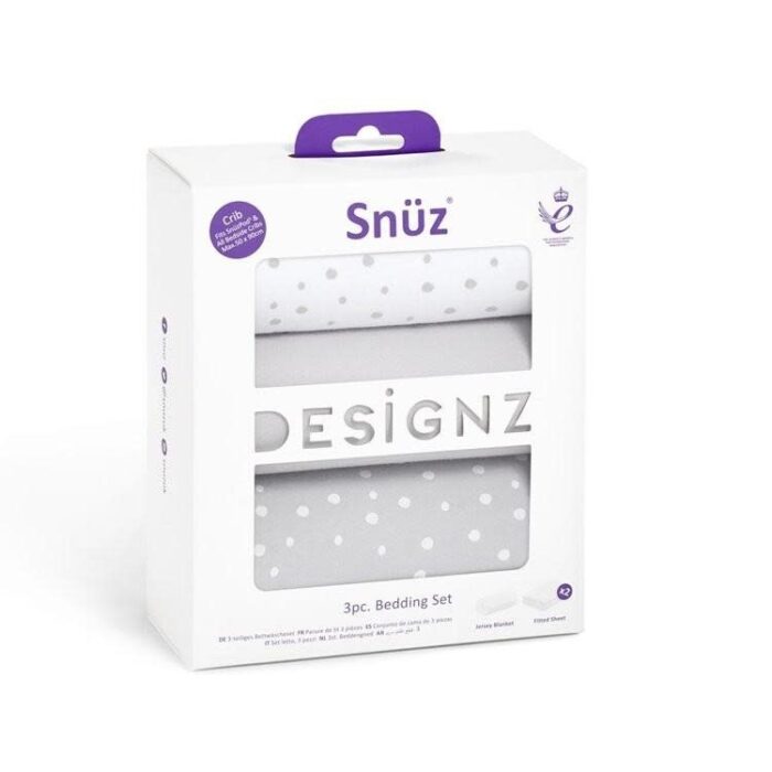 Set Hoeslakentjes Wieg/Co-Sleeper - Grey spots - Snüzpod