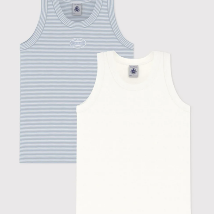 Set Onderhemdjes - Blue Stripes - Petit Bateau Set Onderhemdjes - Blue Stripes - Petit Bateau