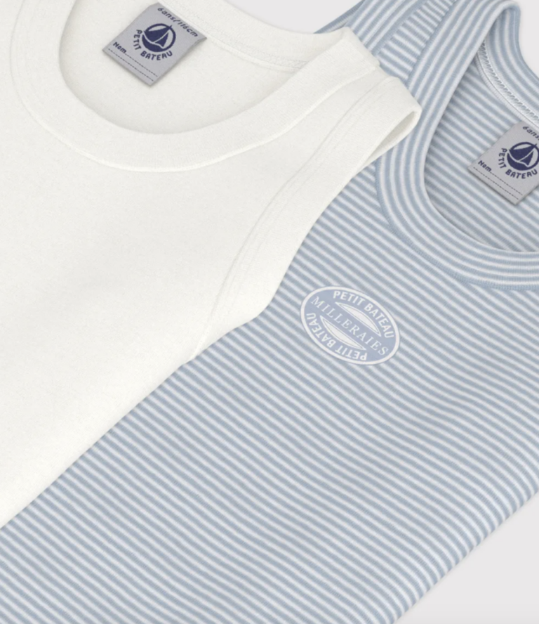 Set Onderhemdjes - Blue Stripes - Petit Bateau Set Onderhemdjes - Blue Stripes - Petit Bateau