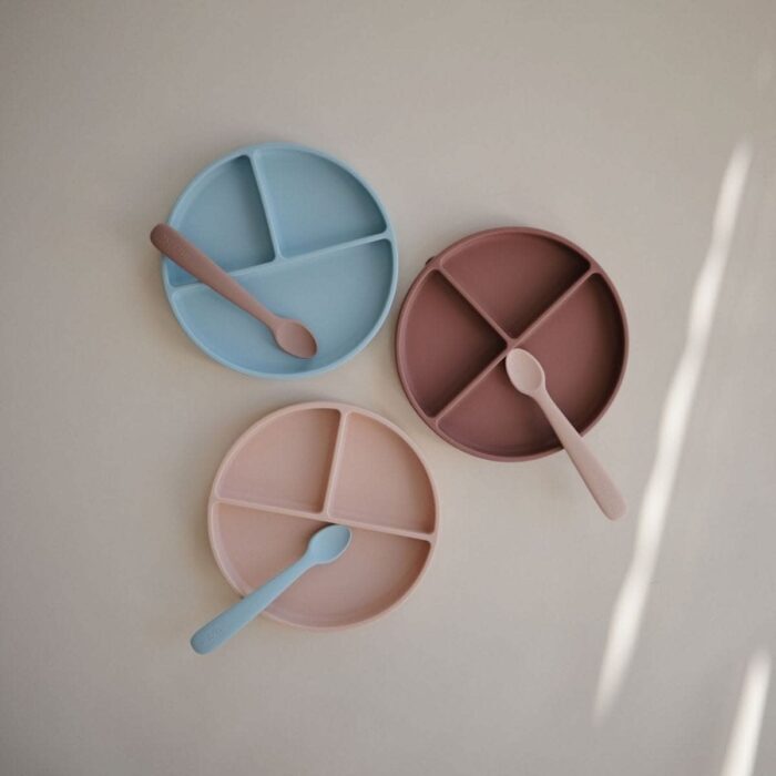 Set Siliconen babylepels - Powder Blue - Mushie