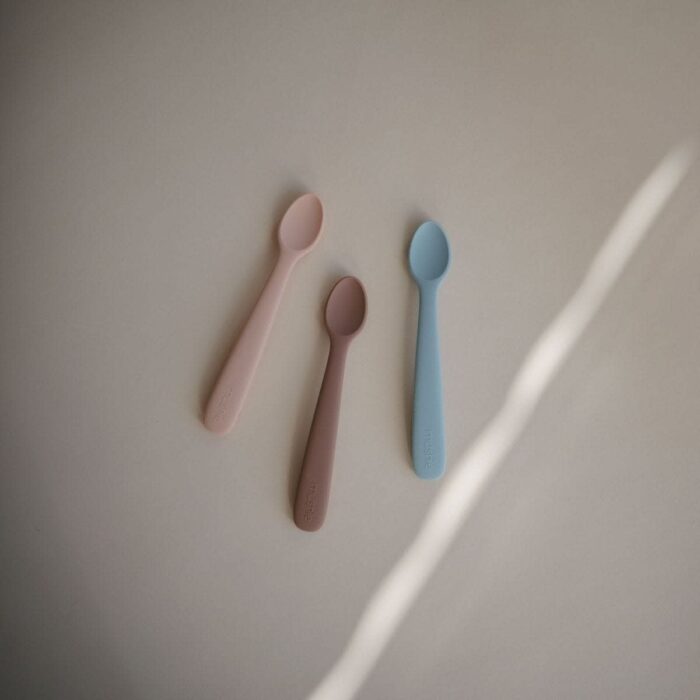 Set Siliconen babylepels - Powder Blue - Mushie