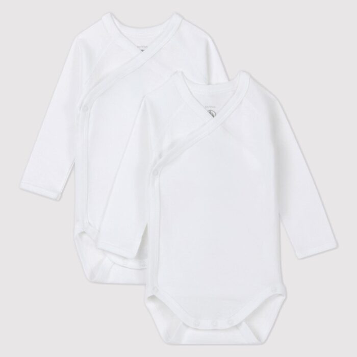 Set overslag body's lange mouwen - wit - Petit Bateau Set overslag body's lange mouwen - wit - Petit Bateau