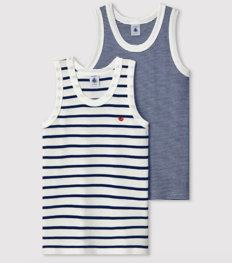 Set van 2 hemdjes met fijne strepen in katoen - Petit Bateau Set van 2 hemdjes met fijne strepen in katoen - Petit Bateau