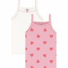 Set van 2 katoenen kinderhemdjes - Hartjesprint - Petit Bateau
