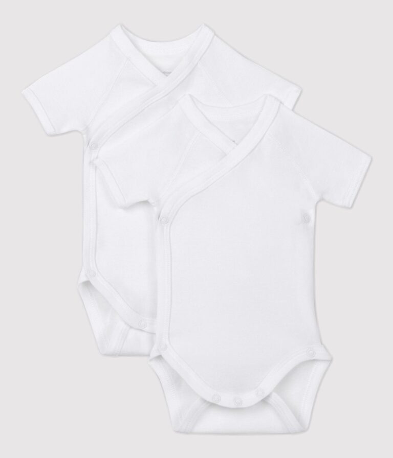 Set van 2 overslagbody's met korte mouwen - wit - Petit Bateau
