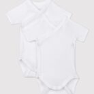 Set van 2 overslagbody's met korte mouwen - wit - Petit Bateau