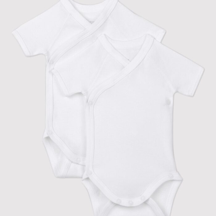 Set van 2 overslagbody's met korte mouwen - wit - Petit Bateau Set van 2 overslagbody's met korte mouwen - wit - Petit Bateau