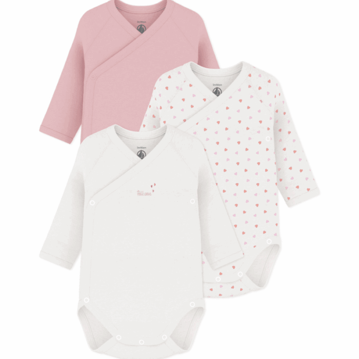 Set van 3 Body’s - Rose Hearts - Petit Bateau