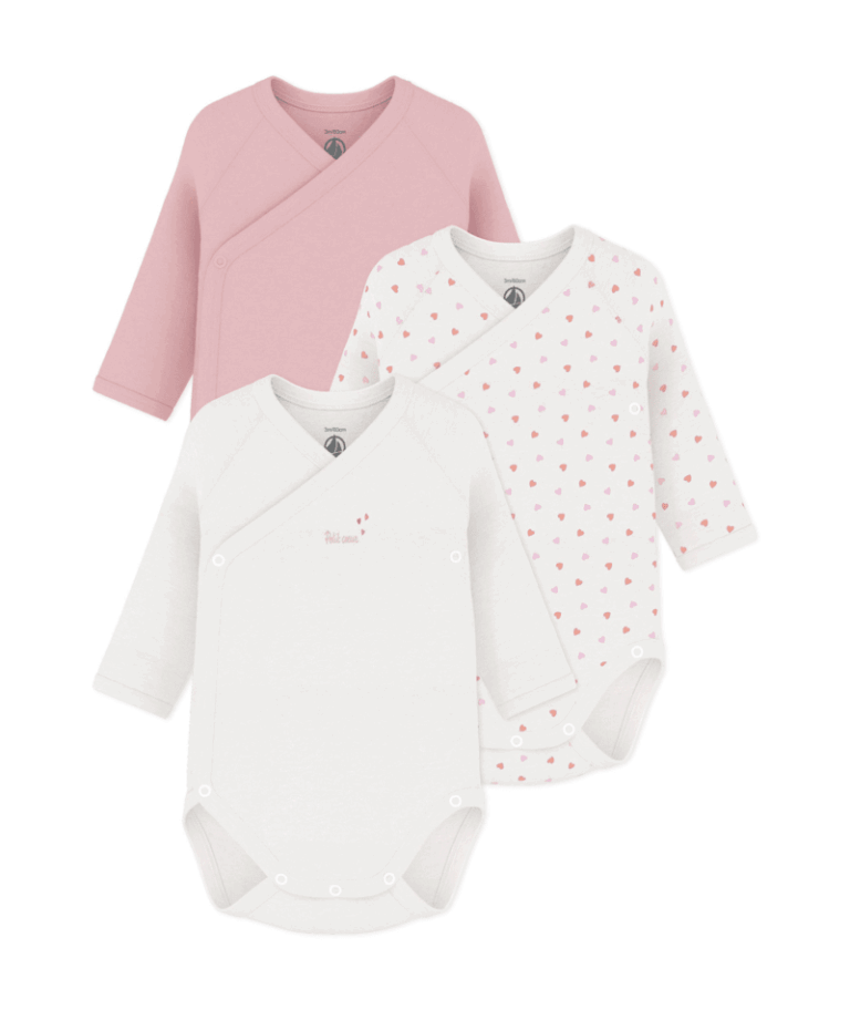 Set van 3 Body’s - Rose Hearts - Petit Bateau