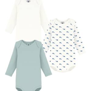 Set van 3 Body’s - Whale/Mint - Petit Bateau