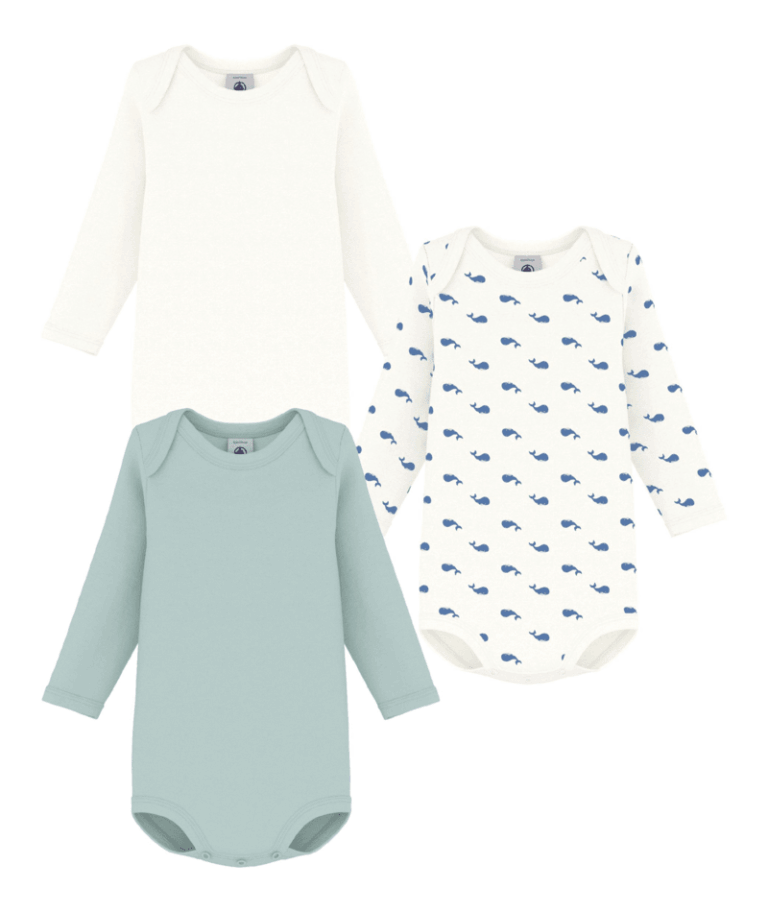 Set van 3 Body’s - Whale/Mint - Petit Bateau