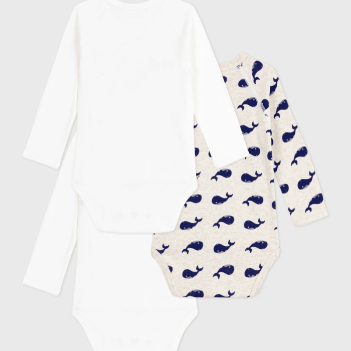 Set van 3 Body’s - Whales - Petit Bateau
