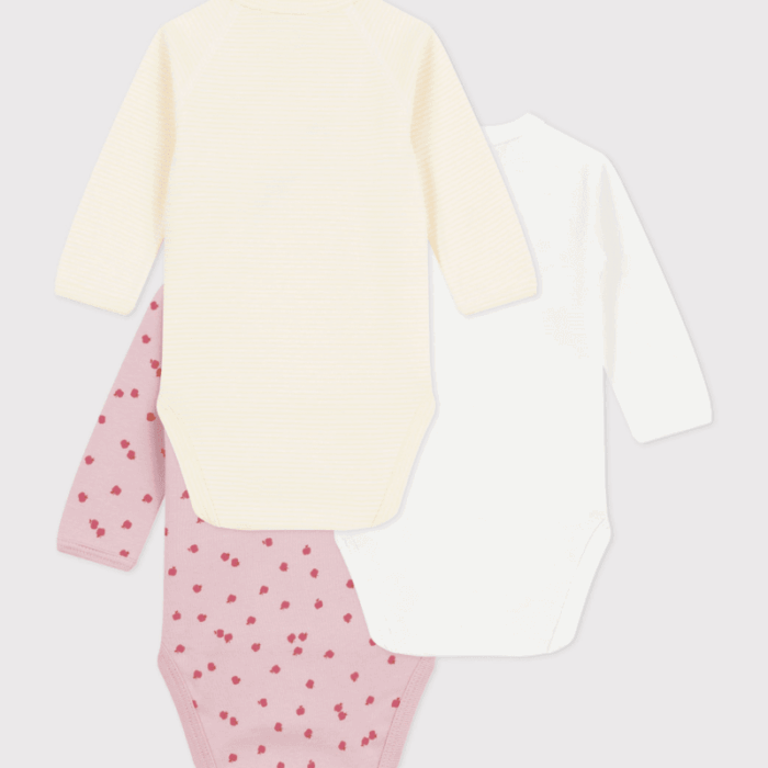 Set van 3 body’s - Pastel Appeltjes - Petit Bateau