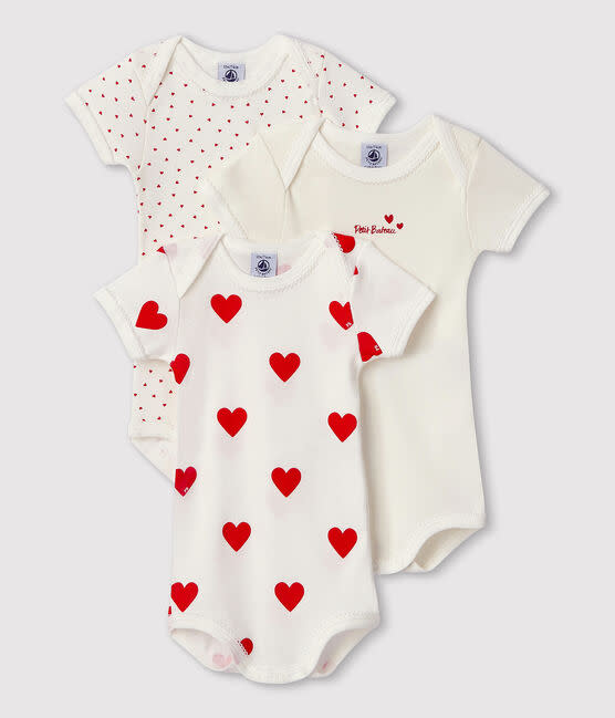 Set van 3 body’s korte mouwen - Hartjes - Petit Bateau Set van 3 body’s korte mouwen - Hartjes - Petit Bateau