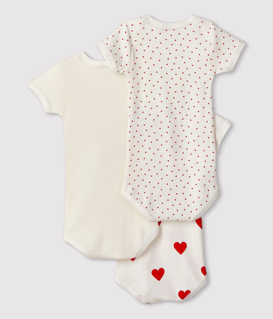Set van 3 body’s korte mouwen - Hartjes - Petit Bateau Set van 3 body’s korte mouwen - Hartjes - Petit Bateau