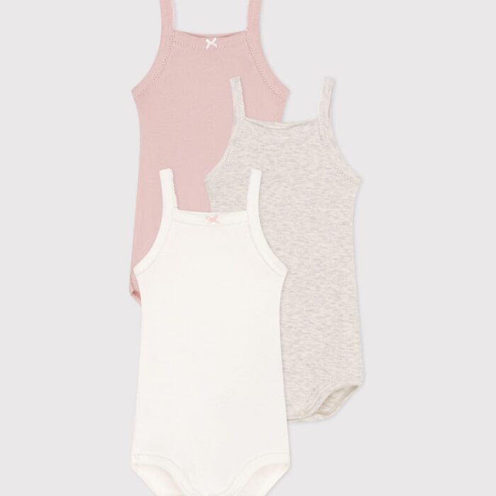 Set van 3 body's met bandjes - Strikje - Petit Bateau Set van 3 body's met bandjes - Strikje - Petit Bateau
