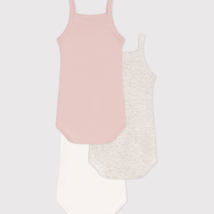 Set van 3 body's met bandjes - Strikje - Petit Bateau Set van 3 body's met bandjes - Strikje - Petit Bateau