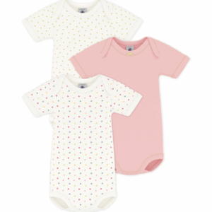 Set van 3 katoenen body’s Korte Mouwen - Mini Hartjesprint - Petit Bateau