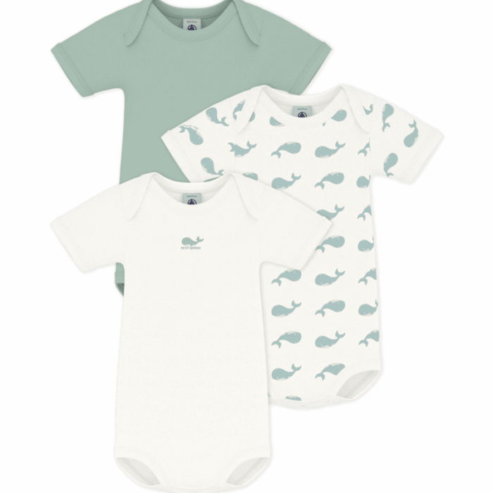 Set van 3 katoenen body’s Korte Mouwen - Walvisprint - Petit Bateau Set van 3 katoenen body’s Korte Mouwen - Walvisprint - Petit Bateau