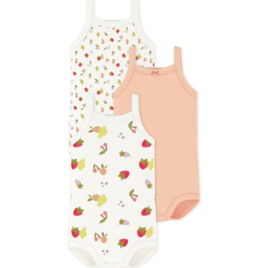 Set van 3 katoenen body’s met bandjes - Multicouleur - Petit Bateau