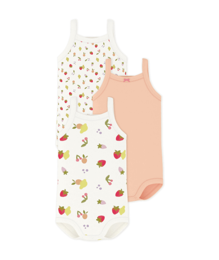 Set van 3 katoenen body’s met bandjes - Multicouleur - Petit Bateau
