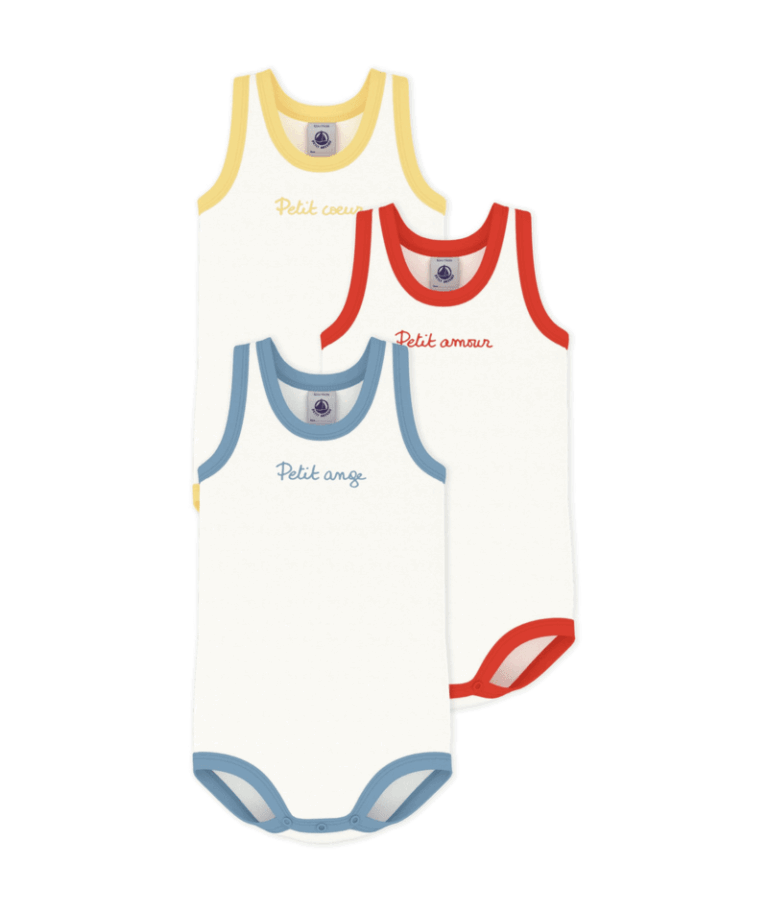 Set van 3 katoenen body’s zonder mouwen - Multicouleur - Petit Bateau