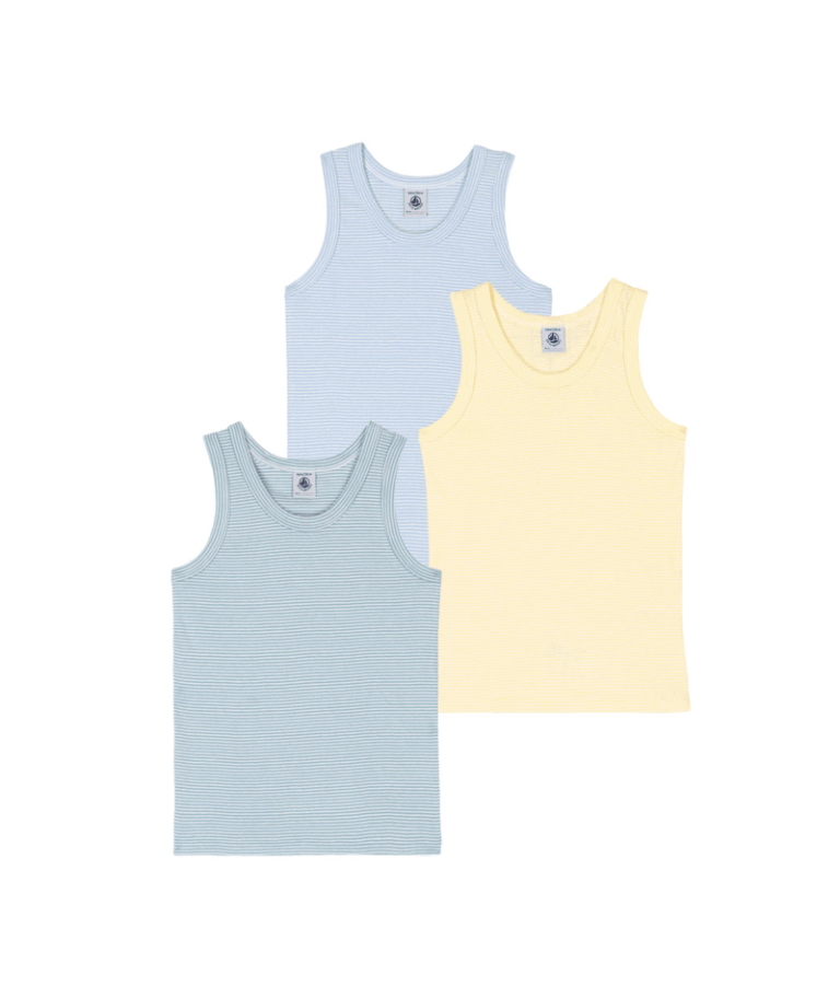 Set van 3 katoenen hemdjes met streepjes - Multicouleur - Petit Bateau