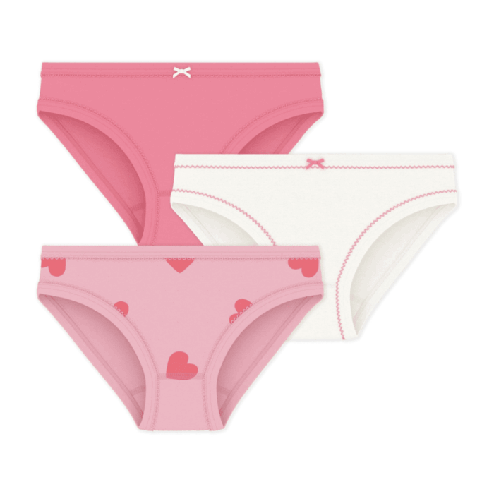 Set van 3 katoenen onderbroekjes - Hartjesprint - Petit Bateau Set van 3 katoenen onderbroekjes - Hartjesprint - Petit Bateau
