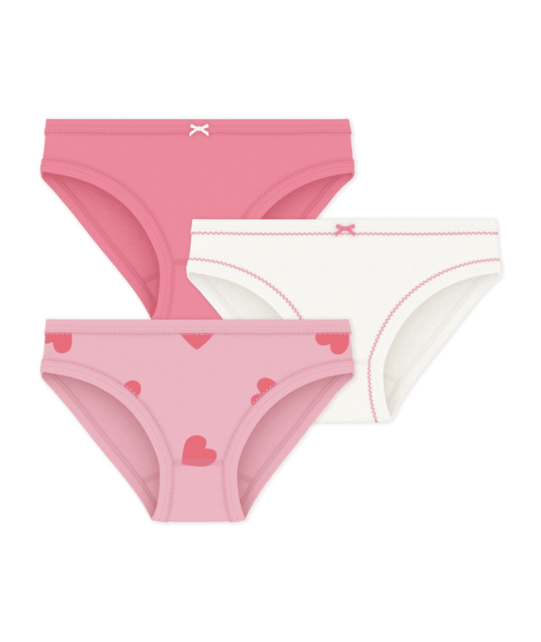 Set van 3 katoenen onderbroekjes - Hartjesprint - Petit Bateau