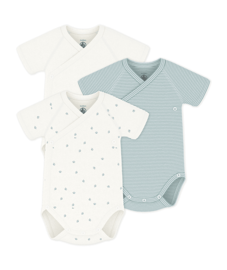 Set van 3 overslagbody’s Korte Mouwen - Hondenpootjes - Petit Bateau