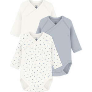 Set van 3 overslagbody’s Lange Mouwen - Blauw - Petit Bateau