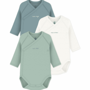 Set van 3 overslagbody’s Lange Mouwen - Groen- Petit Bateau