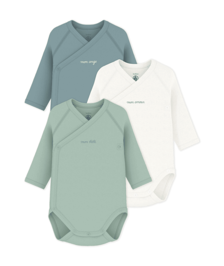 Set van 3 overslagbody’s Lange Mouwen - Groen- Petit Bateau